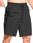 FitsT4 Sports Men's Quick Dry Swim Trunks Without Mesh Liner,Board Shorts with Pockets,Drawstring Elastic Waist,9 Inch Inseam Black XX-Large