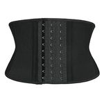 Atbuty Super Short Torso Waist Trainers Cincher Corset Tummy Shaper Slimming Latex Trimmer Girdle, Black (7'' Short Torso, 9 Steel Bones), X-Small