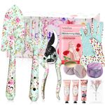 Garden Gifts For Women,11Pcs Garden Tools Set Floral Print and Beautiful Gift Box, 2 Candles Gloves,3Hand Cream, Birthday Mum Gifts for 50Th 60Th 70Th, Retirement, Christmas, Mothers Day(GREEN)