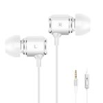 WMSZMSM Headphones with Extra Long Cord Extra Earbuds for PC TV Ear Listening Earbuds Without Microphone Plug in Headphones Ear Buds Headphones for Computer with No Mic Earphones White 5FT