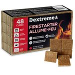 Dextreme Natural Fire Starter, 48 Cubes, Perfect for BBQ, Campfires, Charcoal, Wood Stoves, Grill Pit, Fireplace,Smokers - Easy to Ignite, Non-Toxic, Waterproof, Made in Canada from Wood Fiber and Wax