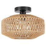 Schindora Boho Rattan Ceiling Lights,Vintage Chandeliers Ceiling Light E27 Rustic Braided Basket Lamp Shades Ceiling for Bedroom Living Room Kitchen Dining Hallway,Without Bulb