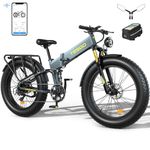 TESGO 26 * 4.8" Folding Electric Bike 1000W,【App Control&Full Suspension】 48V 22.5Ah Long Range 120KM Ebike, Super Fat E Bike, Hydraulic Brake, 8-Speed