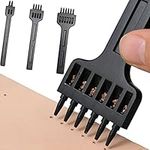 DXIA 3 Pcs Leathercraft DIY Tools,Leather Prong Punch,Steel DIY Diamond Lacing Stitching Chisel Set,Lacing Stitching Chisel Set,2+4+6 Prong Lacing Stitching Punch Hole, Hand Working Hole Craft Tool