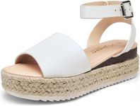 Vepose Women's Platform Wedge Sandals, Summer Espadrilles Sandals, 400A - White Pu, Size 8.5 US - with Ankle Strap (CJY400A White pu 08.5)