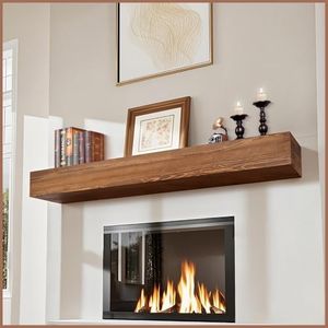 G GOOD GAIN Fireplace Mantel 72 inch - Solid Wood Mantel Shelf Handcrafted Rustic | Floating Mantle Shelves Decor for Wall, Bedroom, TV, Books, Livingroom（DarkWalnut）