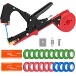 EBANKU Black Plant Binding Pliers, Plant Binding Machine, Plant Tape Cattle Plates for Garden, Plant Vine Tying Tool with 20,000 Staples, 20 Rolls Tape Plant Tape Gun for Garden