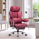 Efomao Desk Office Chair,Big High Back PU Leather Computer Chair,Executive Swivel Chair with Leg Rest and Lumbar Support,Red Office Chair