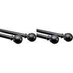 amazon basics Metal Amazonbasics 1" Curtain Rod With Round Ends, 36" To 72", Black (Pack of 2)