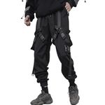 XYXIONGMAO Men's Joggers Streetwear Men Hip Hop Goth Pants Sweatpants Techwear Tactical Black Tactical Urban Joggers Pant (Black, L)