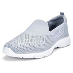 Puxowe Women's Slip-On Walking Tennis Shoes-Comfortable Work Driving Nursing Sneakers Light Gray Size 7 US