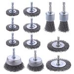 Wire Brush Wheel Cup Brush Set 12 Piece, Mixiflor Wire Brush for Drill 1/4 Inch Arbor 0.012 Inch Coarse Carbon Steel Crimped Wire Wheel for Drill Attachment