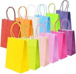 36Pcs Paper Party Bags 12 Colors Candy Gift Bags with Handles, Colored Paper Bags for Easter Egg Hunt, Birthday, Wedding, Halloween, Christmas, Thanksgiving, Celebrations