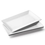 DOWAN 14" Serving Platter, Large White Serving Platters, Serving Platters and Trays for Parties,Rectangle Serving Tray Serving Dishes for Entertaining, Christmas, Party, Appetizers, Set of 3, White