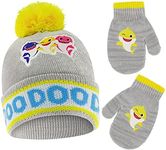 Nickelodeon Boys' Winter Hat and Mittens Set, Baby Shark Toddler Beanie for Ages 2-4, Yellow, 2-4 Years