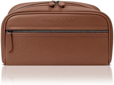 Kings Loot Premium Dopp Kit, Leather Travel Toiletry Bag, Bourbon
