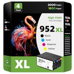 YOCARE 952XL Combo Pack (4-Pack) Compatible with HP 952 XL 952XL High Yield, Compatible with OfficeJet Pro 8710 8715 8720 7740 8740 7720 8702 (1 Black,1 Cyan,1 Magenta,1 Yellow), 952XL-4P