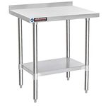 DuraSteel Stainless Steel Work Table 24" x 30" x 34" Height w/ 1.5" Backsplash - Food Prep Commercial Worktable - NSF Certified - Fits for use in Restaurant, Business, Warehouse, Home, Kitchen, Garage