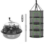 iPower 19" Bud Leaf Bowl Trimmer Machine Twisted Sharp Stainless Steel Spin Cut with Upgraded Gears, and Foldable Hanging Herb Mesh Rack with U-Shape Zippers, for Hydroponic Plant, 2Ft 4-Layer
