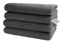 SOFTSPUN Microfiber Cloth - 4 pcs - 30x40 cms - 340 GSM Grey- Thick Lint & Streak-Free Multipurpose Cloths - Automotive Microfibre Towels for Car Bike Cleaning Polishing Washing & Detailing