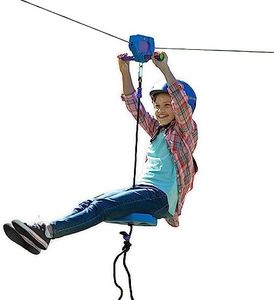 HearthSongÃ‚® HearthSongÃ‚ 150-Foot Blue Zipline Kit for Kids - Adjustable and Removable Seat - Non Slip Carriage Handles and Rubber Brake - Backyard Playground Equipment - Approx. 150'L