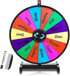 iElyiEsy 24" Spinning Prize Wheel of Fortune 14 Slots Spinner Wheel for Prizes with Stand, Dry Eraser and Marker Pen for Trade Show Carnival