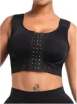 Snatched Body DC02L4 Mastectomy Posture Corrector Front Closure Breast Augmentation Post Surgery Bras for Women Black M