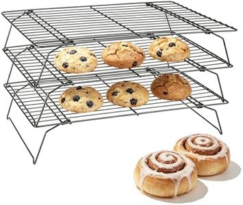 CUESVAP 3 Tier Non Stick Wire Cooling Rack, Collapsible Baking Tools & Accessories for Cake, Grilling, Cookies & Biscuits, 15.75 x 9.84in/40 x 25 cm