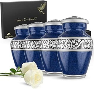 SmartChoice Set of 4 Keepsake Cremation Urns for Human Ashes - Handcrafted Funeral Memorial Mini Urns in Elegant Marbelized Royal Blue