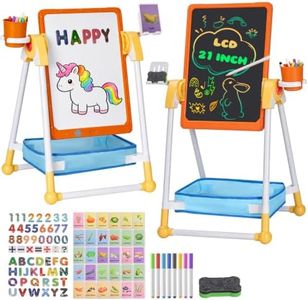 Kids Art Painting Easel with 21" LCD Writing Tablet & Magnetic Whiteboard