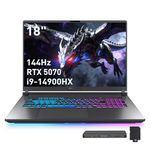 ASUS ROG Strix G18 18" 144Hz WUXGA Gaming Laptop, Intel i9-14900HX, GeForce RTX 5070, 64GB RAM, 5TB Storage (4TB SSD+1TB Docking Station), 4-Zone RGB Backilit Keyboard, FHD IR Camera, Win 11 Pro, Gray