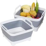 Collapsible Dishpan with Draining Plug - Foldable Washing Basin - Portable Dish Washing Tub - Space Saving Kitchen Storage Tray