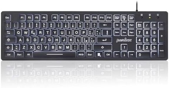 Perixx PERIBOARD-317 Clavier rétroéclairé LED blanc USB Filaire, pleine taille, grandes lettres, disposition italienne QWERTY