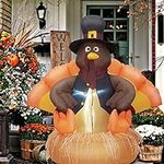 Twinkle Star 5 FT Inflatable Lighted Turkey Happy Thanksgiving Yard Decor Display Autumn Fall Outdoor Decoration