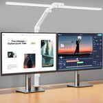 KableRika Desk Lamp, 24W 80cm Double Head Desk Lamp With Clamp, 1200lm Brightest Desk Lights for Home Office, Architect Tall Task Table Lamp, Auto Dimming, 4 Brightness 4 Colors for Work Study Monitor