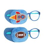 Astropic 2Pcs Eye Patches for Kids Glasses to Cover Either Eye (Rocket & Football)