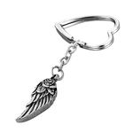 COCO Park Stainless Steel Angel Wing Urn Pendant Keychain Cremation Jewelry Ashes Holder Memorial Keepsake Love Heart Key Ring