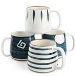 DEAYOU 4 Pack Porcelain Coffee Mugs, 17 Oz Ceramic Coffee Cups with Handles for Tea, Cappucino, Milk