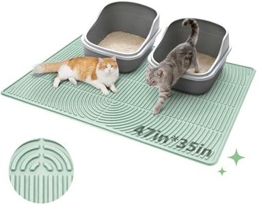 Pawtasy Extra Large Cat Litter Mat, Silicone, 47 x 35 Inch, Green | XL Silicone Litter Trapping Mat, Waterproof, Non-Slip, Raised Edge, Easy to Clean