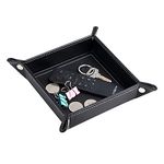 Key Dish Bowl for Men, Entryway Catchall Holder Bedside Table Valet Tray for Pocket Stuff, PU Leather Nightstand Organizer for Dice/Coins/Wallet/Watch/Rings/Sunglasses, Dresser/Coffee Table