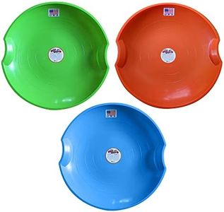 Flexible Flyer 3-Pack Snow Saucer Sleds. Round SNO Slider Discs, Blue, Orange, Green