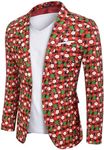 COOFANDY Mens Holiday Blazer Christmas Coat Red Buffalo Checked Blazers (Christmas Blazer - Xmas Buffalo Plaid L)