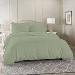 Duvet Cover 100% Egyptian Cotton 600 TC Zippered 100% Plain Double Size Duvet Cover Quilt Cover Blanket Cover Razai Comforter Cover with 2 Pillow Covers (92 x 102 inch)-Sage Solid