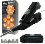 Kelvin Tools - Kelvin 17 Urban Screwdriver Set, All in One Everyday Multitool Screwdriver, Multi-Tip, Compact & Universal Precision, 13 Bit Set with Tape Measure, Liquid Level, Hammer and Flashlight