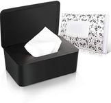 Baby Wipes Dispenser Holder with Lids for Napkin Nappy Paper Tissue Towel Mask Storage Case Box, Keeps Wet Tissue Fresh, Flushable Wipes Pouch Case Container for Bathroom Baby Nursery (Black)