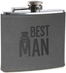 Dust and Things Best Man Wedding -Bestman Engraved Grey Leather Hip Flask Gift - Wedding Party Gifts from Bride and Groom - Best Man Hip Flask Engraved