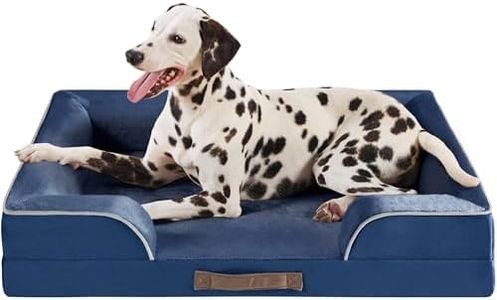 Orthopedic Dog Bed for Large Sized Dog, Memory Foam Support with Bolster, Navy Blue Couch for Pet with Waterproof & Washable Cover