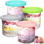 GINOYA Ice Cream Tubs for Ninja NC300UK NC300UKCP, Containers with Lids, 4pcs Ice Cream Pint Accessories Compatible with Ninja Ice Cream Maker NC300UK NC300UKCP(Not Suitable for Deluxe NC501)