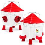 Lilyang Standable Chicken Feeders and Chicken Waterers, 2.5 Gallon Chicken Water Feeder with 4 Cups, 13.5 lb Automatic Chicken Feeder No Waste, for 8-10 Adult Chickens or 10-15 Quails