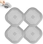 4 Pieces Drain Covers Hair Stopper for Shower Drain Bathtub Stopper Home Drain Protectors with Sucker Water Trap Sink Cover for Bathroom Bathtub and Kitchen (2 Gray+2 Gray)